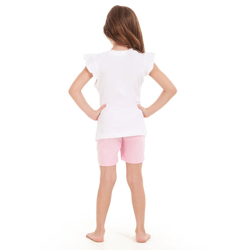 Girls summer pajama set Unicorn t-shirt + Pink shorts